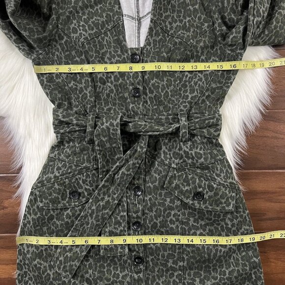 Marissa Webb Size 4 Mera Canvas Leopard‎ Button Up Mini Dress Belted - Picture 6 of 11